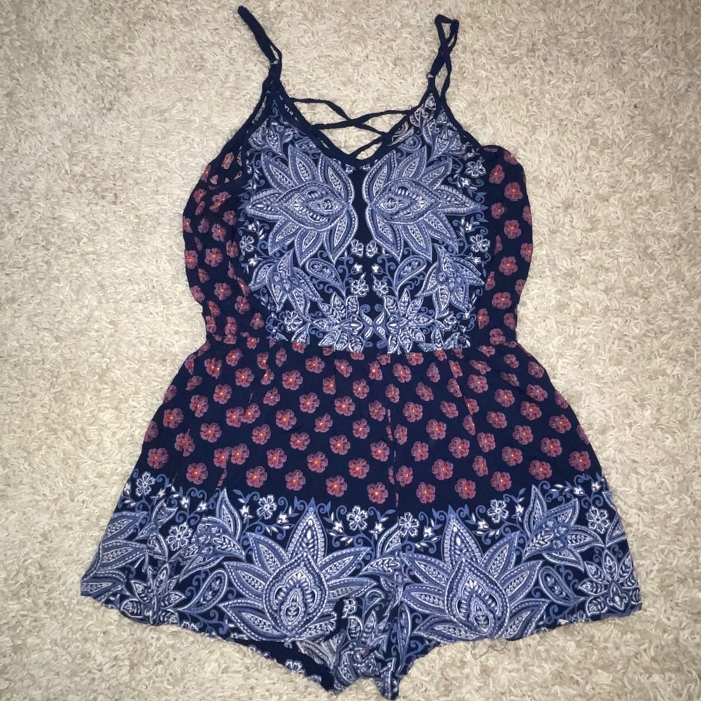 Romper with floral & paisley pattern